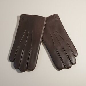 Polo Ralph Lauren Men's Brown Leather Gloves Thinsulate 40g Size Large NWT